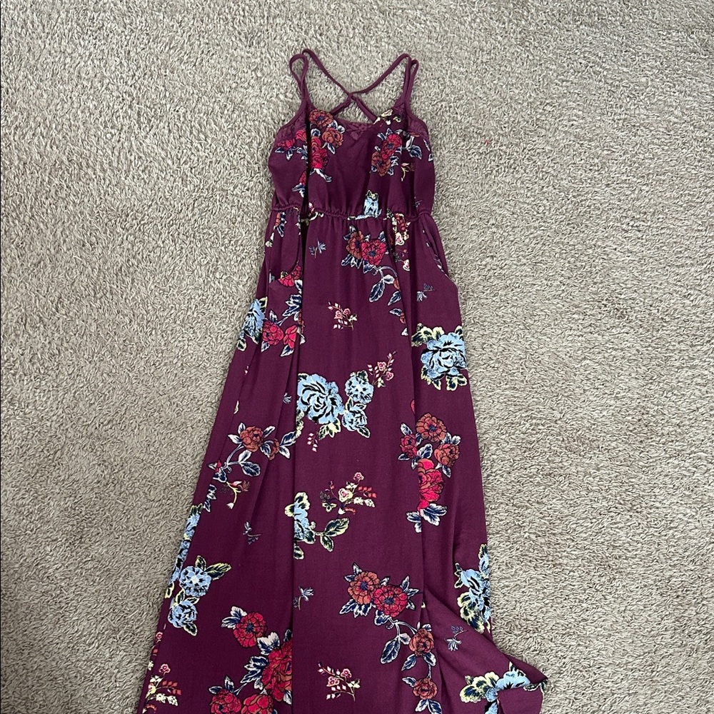 Xhilaration Plum Floral Maxi Dress
